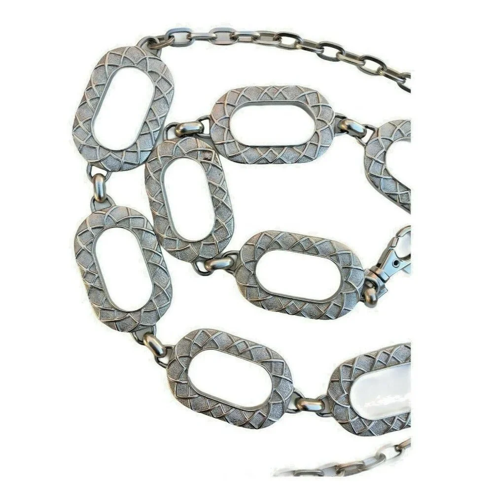 Boho Silver Textured Geometric Hippie Festival Ethnic Bohemian Chain Belt